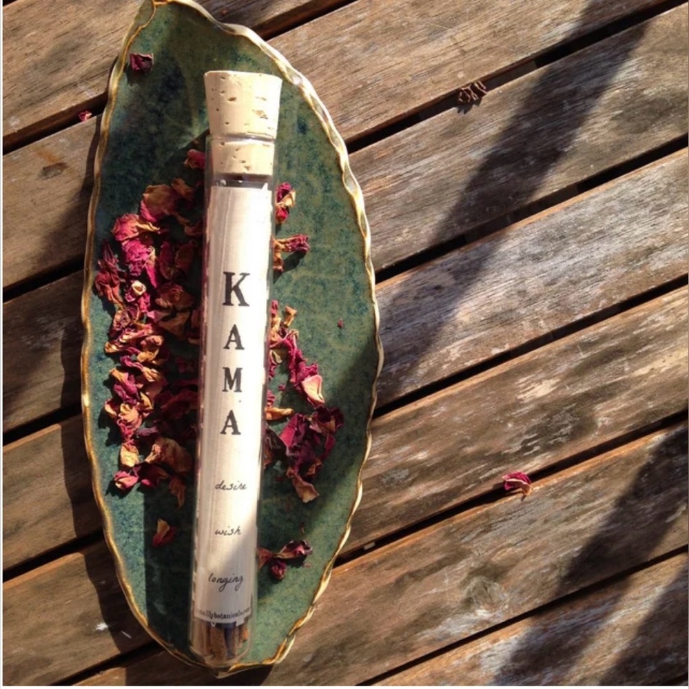Handrolled Kama Incense Sticks ( 6 each ) in a Glass Test Tube with Cork Top